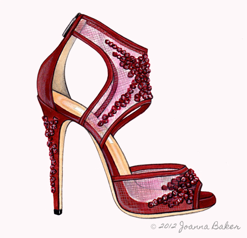 Garnet Beauty Shoe Illustration by Joanna Baker