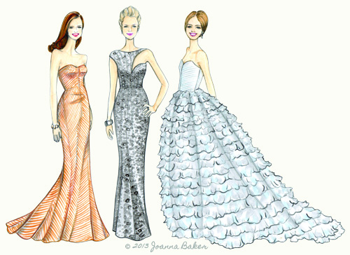 Oscars Red Carpet Fashion Illustrations by Joanna Baker