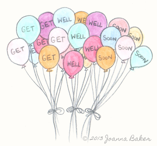 Get Well Soon Balloon Illustration by Joanna Baker