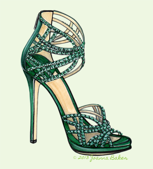 Green Jimmy Choo Fashion Illustration by Joanna Baker