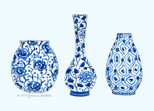 Blue Vases Illustration by Joanna Baker