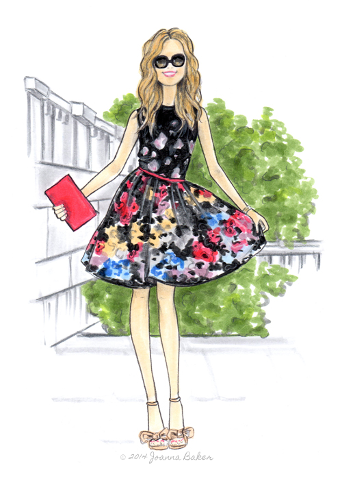 Bow and Sequins Blogger Inspired Illustration by Joanna Baker