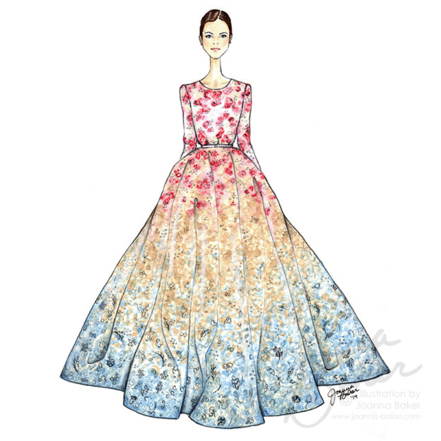 Elie Saab Ombre Gown Illustration by Joanna Baker