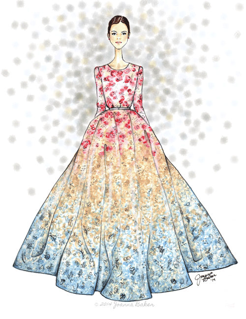 Elie Saab Sparkling Couture Gown Illustration by Joanna Baker