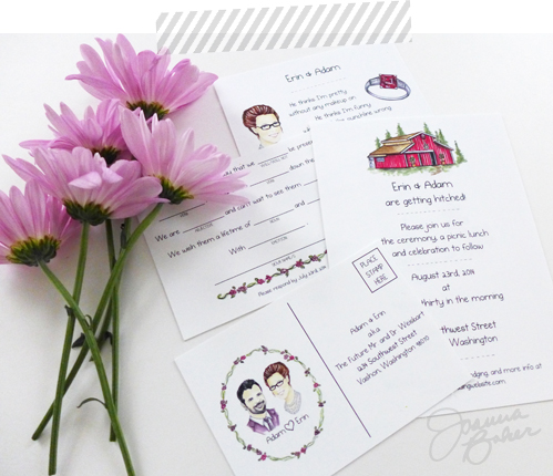 Erin's Custom Wedding Invitation Illustrations by Joanna Baker
