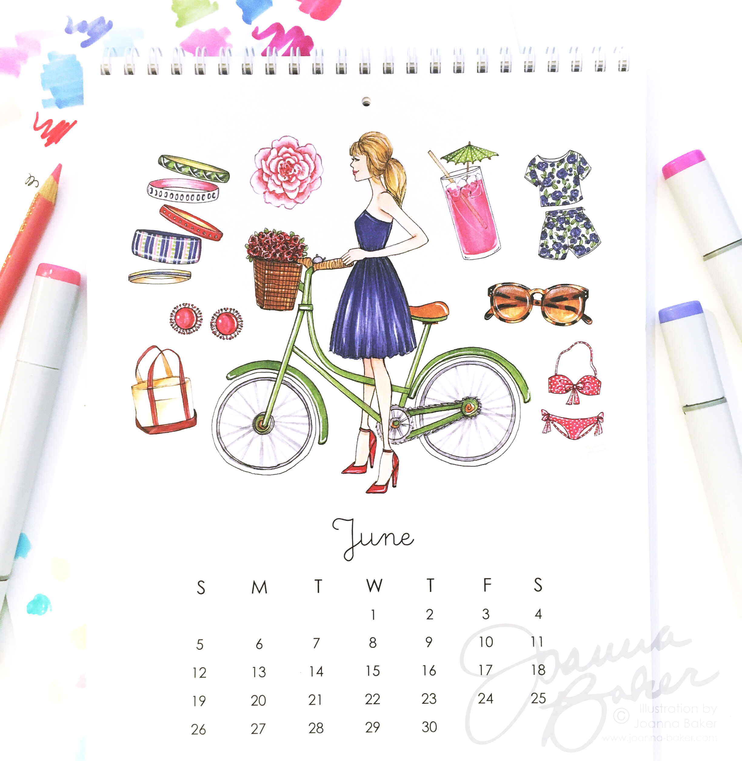 June: Favorite Things 2016 Illustrated Calendar by Joanna Baker