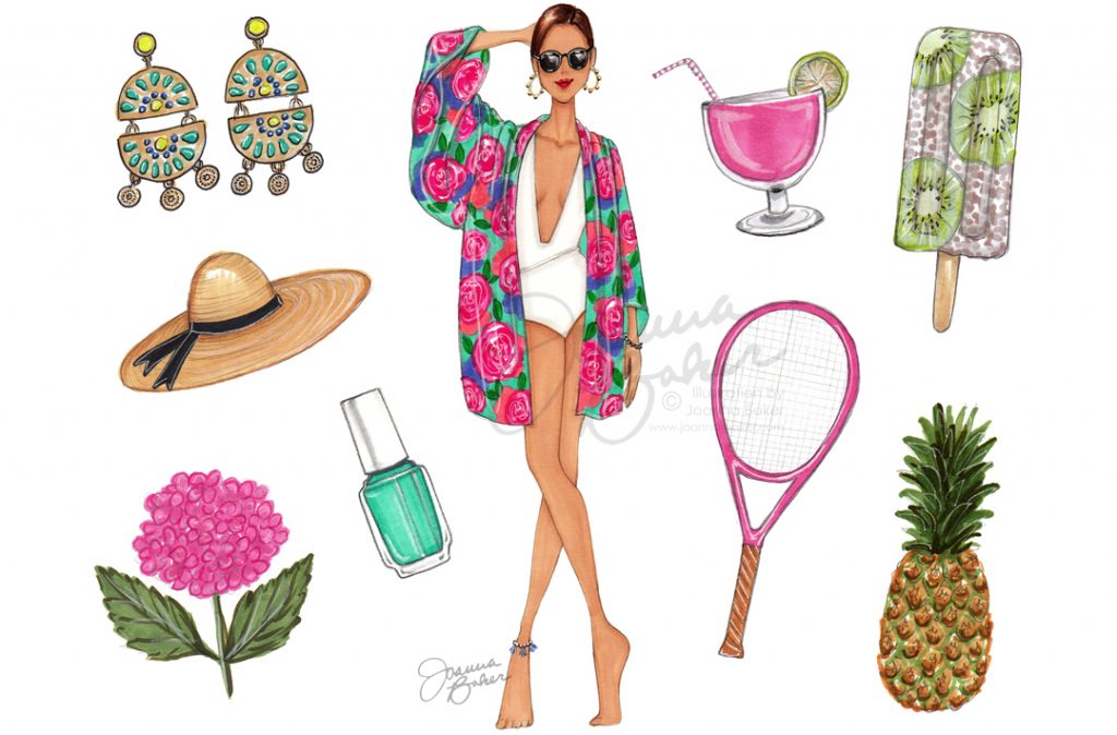 June Favorite Things Calendar Fashion Illustration by Joanna Baker