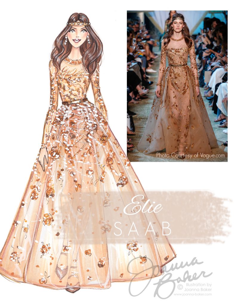 Elie Saab Couture Fashion Illustration by Joanna Baker