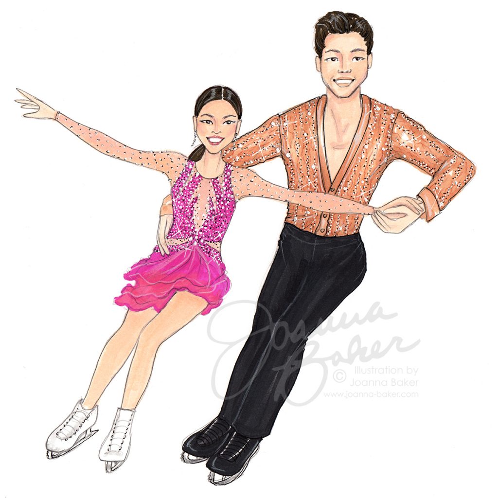 Olympic Ice Dancing Fashion Illustration by Joanna Baker