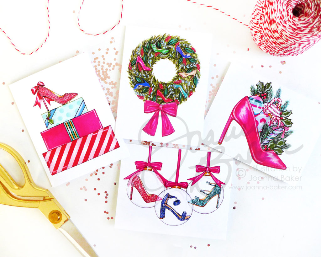 Holiday Shoe Greeting Cards by Joanna Baker