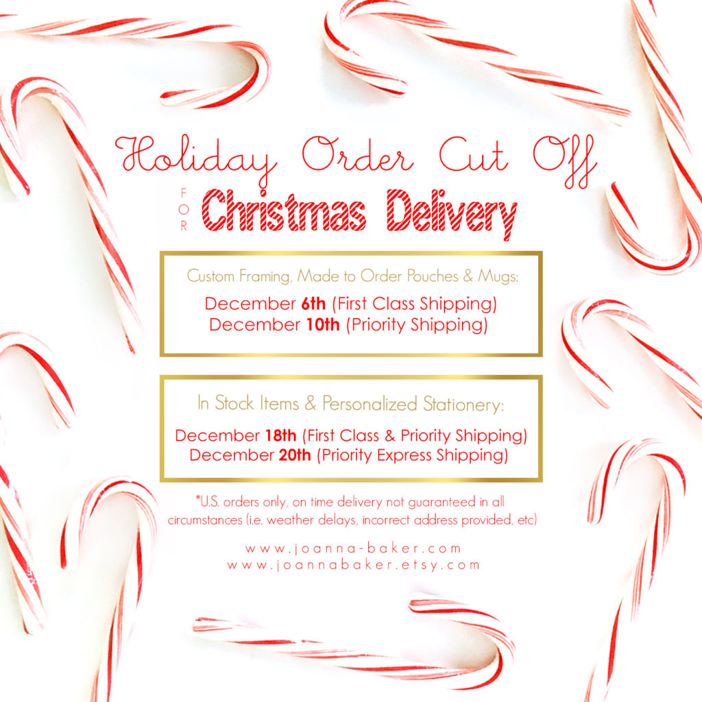 Holiday Ordering Cut Offs - Joanna Baker Illustration