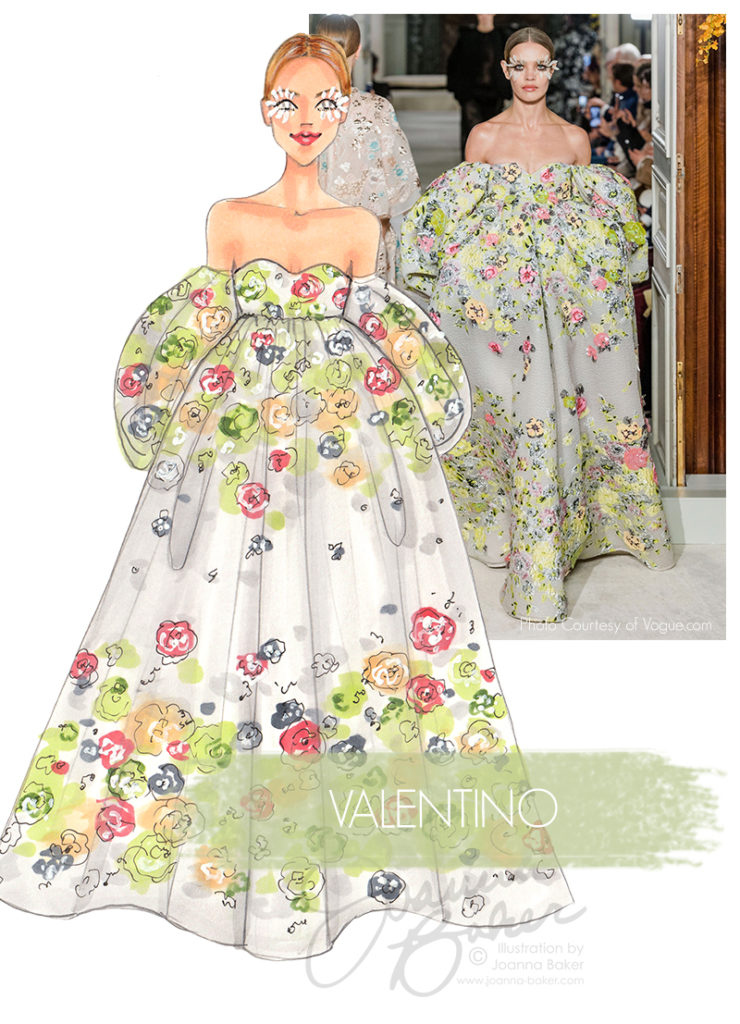 Valentino Couture Illustration by Joanna Baker