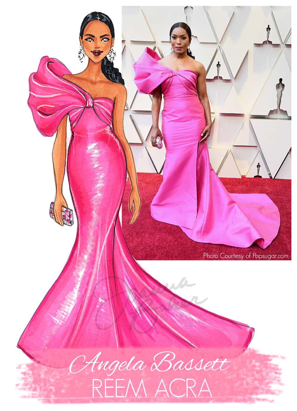 Angela Bassett Oscars 2019 Fashion Illustration by Joanna Baker