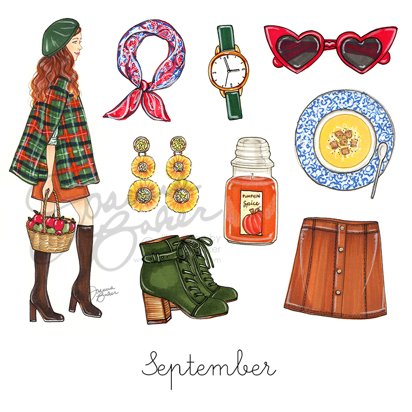 Happy September! Fashion Illustrations by Joanna Baker