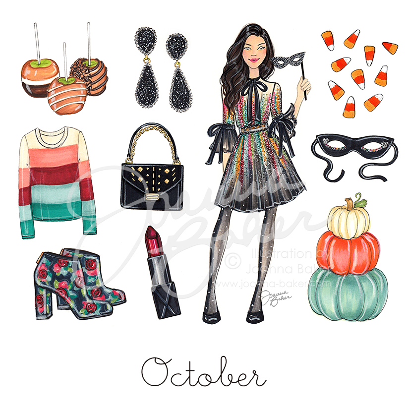 Happy October! Fashion Illustration by Joanna Baker