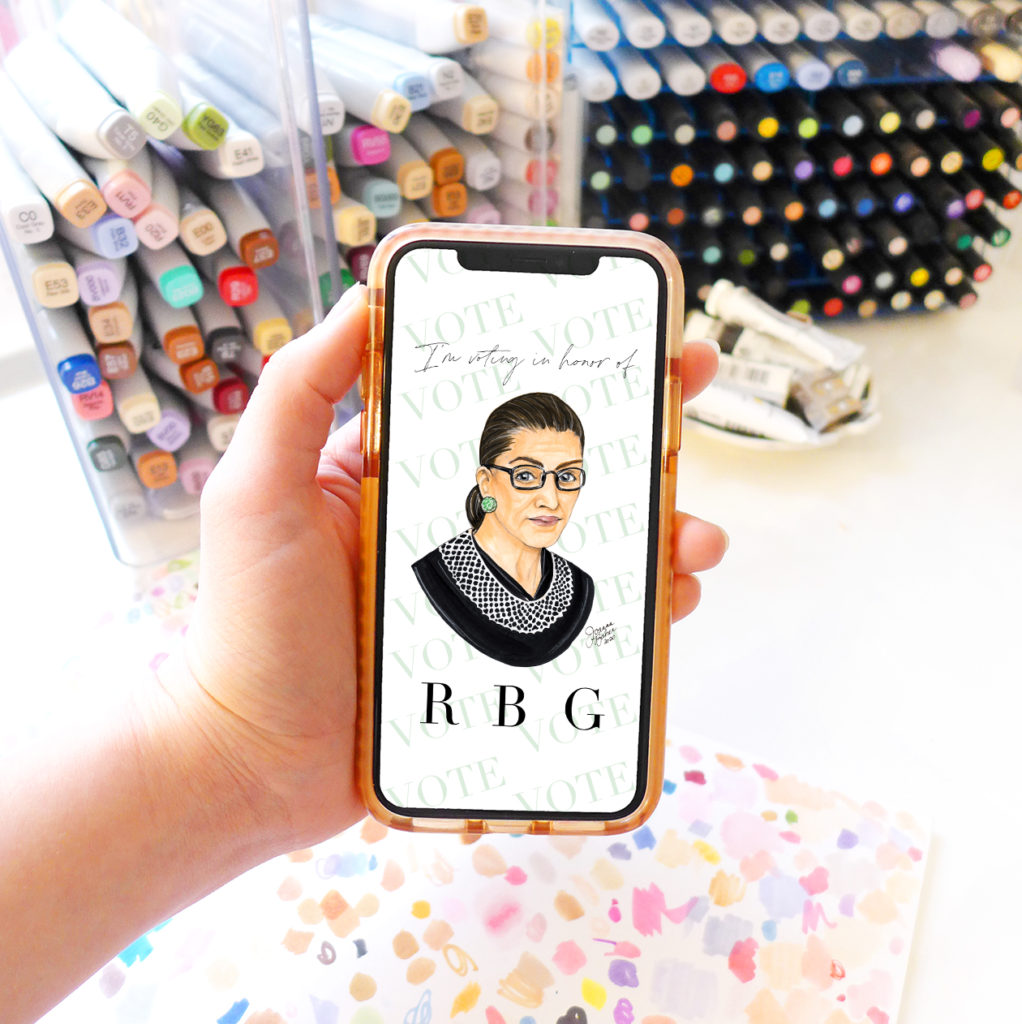 RBG Phone Wallpaper Illustration by Joanna Baker