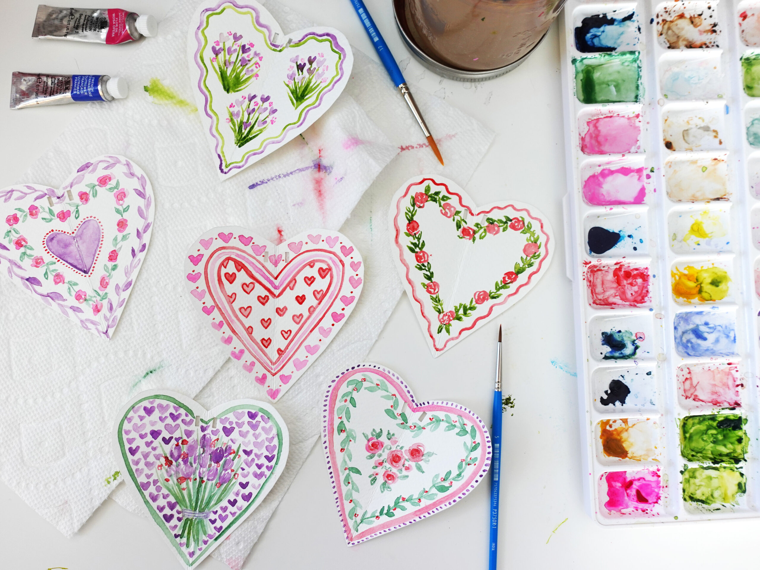 DIY Painted Paper Heart Garland by Joanna Baker