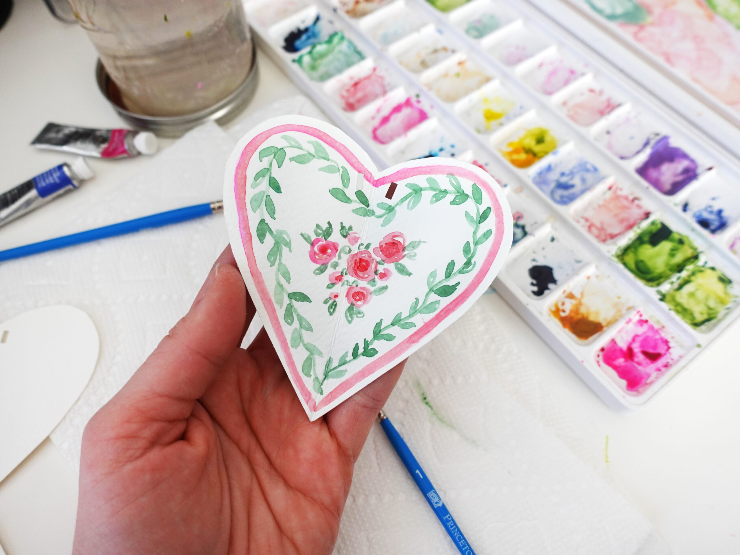 DIY Painted Paper Heart Garland by Joanna Baker