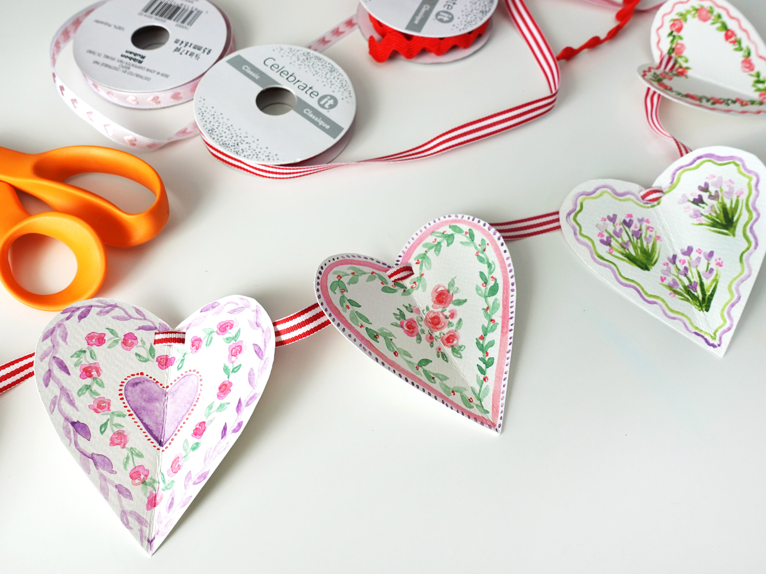 DIY Painted Paper Heart Garland by Joanna Baker