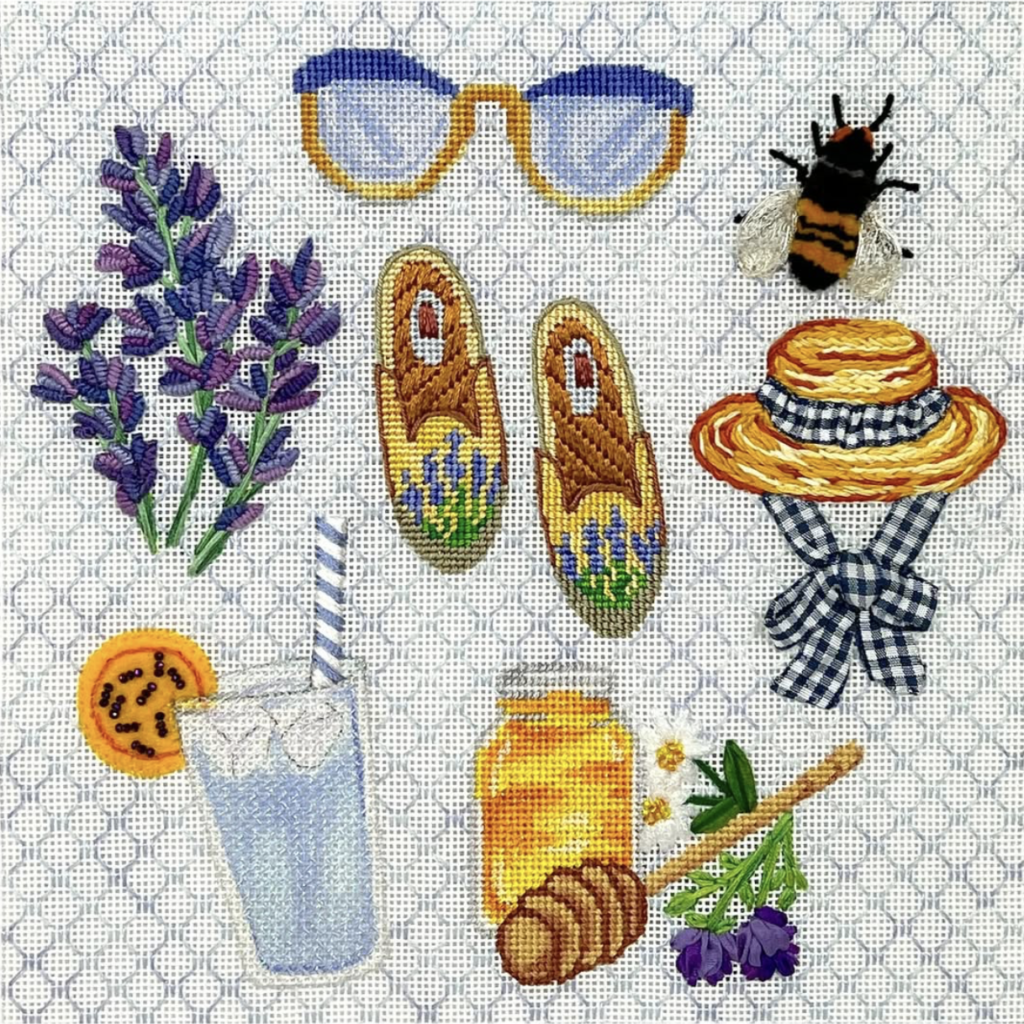 Kate Dickerson - Lavender Favorite Things - Needlepoint Canvas Art by Joanna Baker