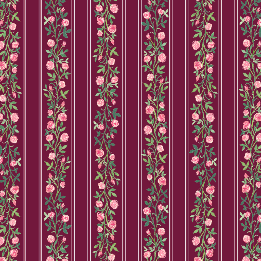 Climbing Roses in Berry - Repeating Pattern by Joanna Baker