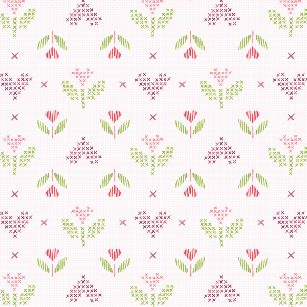 Cross Stitch Tulip Hearts - Repeating Pattern by Joanna Baker
