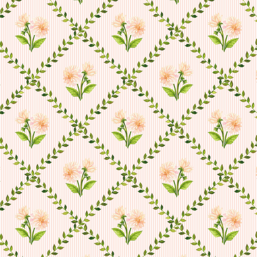 Dahlia Vines in Creamsicle - Repeating Pattern by Joanna Baker