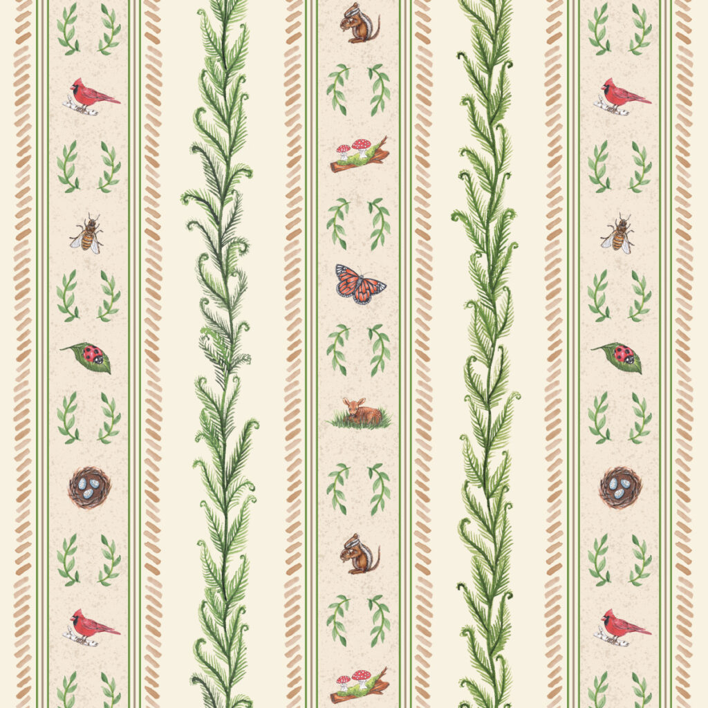 Forest Ferns & Woodland Creatures - Repeating Pattern by Joanna Baker