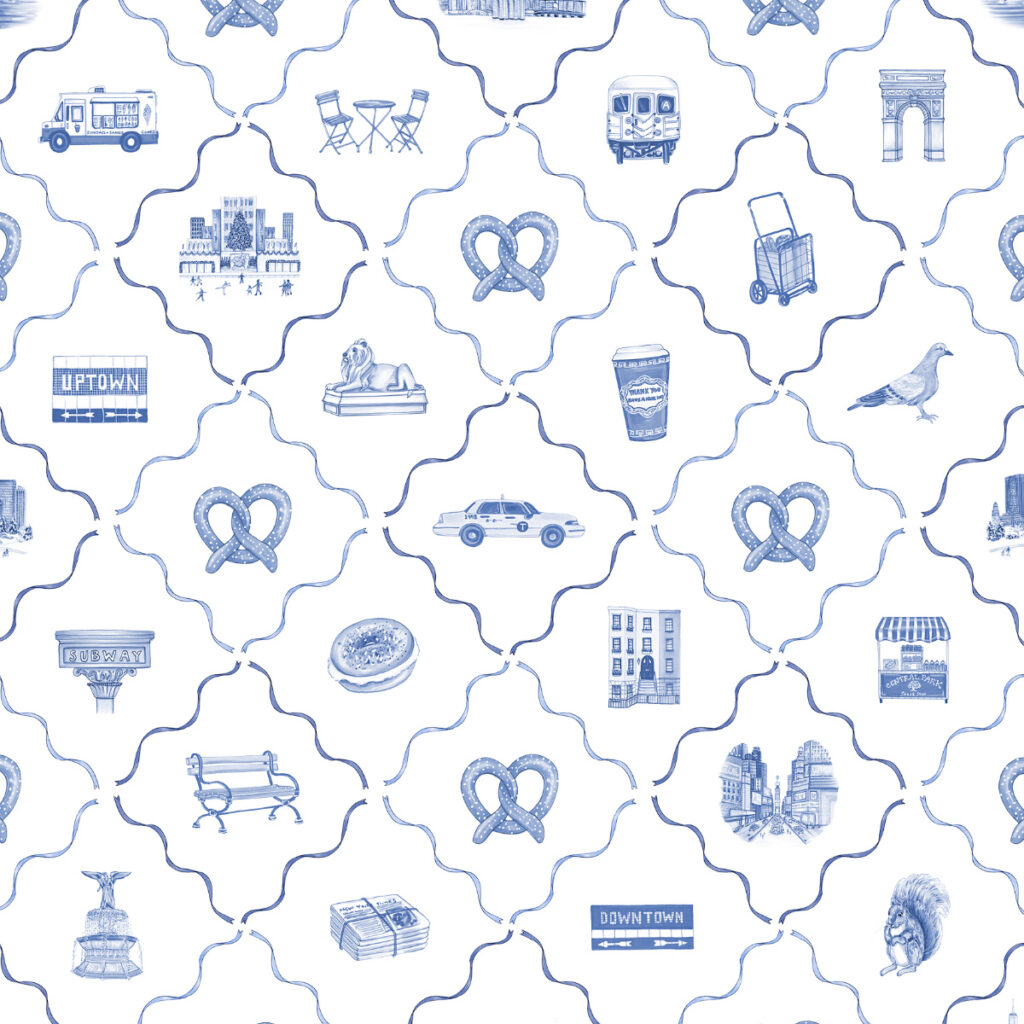 New York City in Blue & White - Repeating Pattern by Joanna Baker