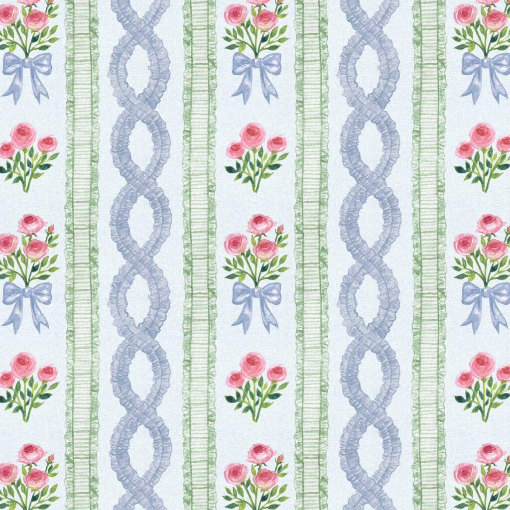 Rococo Bouquet in Blue Multi - Repeating Pattern by Joanna Baker