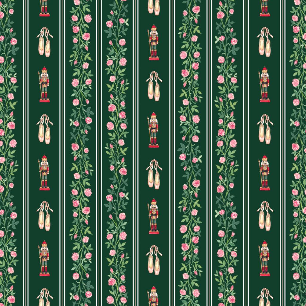 Rose Nutcracker in Pine - Repeating Pattern by Joanna Baker