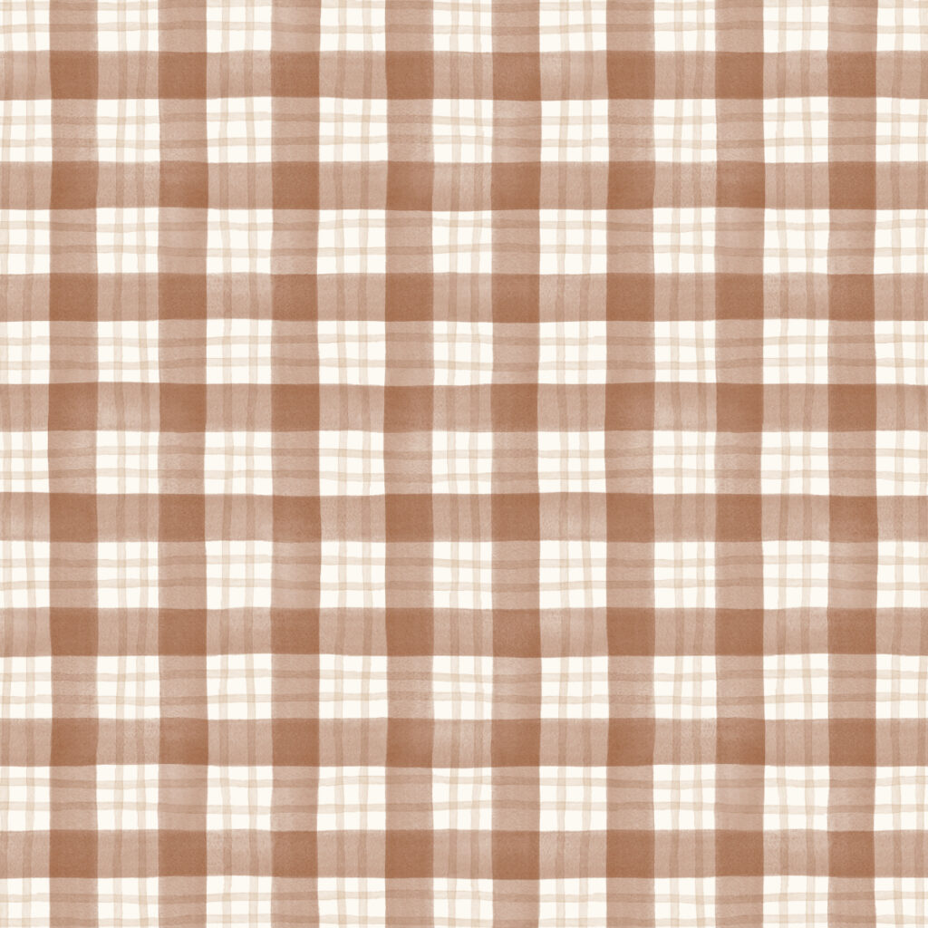 Watercolor Plaid in Saddle Brown - Repeating Pattern by Joanna Baker